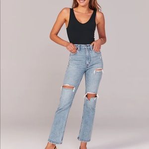 Ultra High Rise Ankle Straight Jeans Light Ripped Wash 26